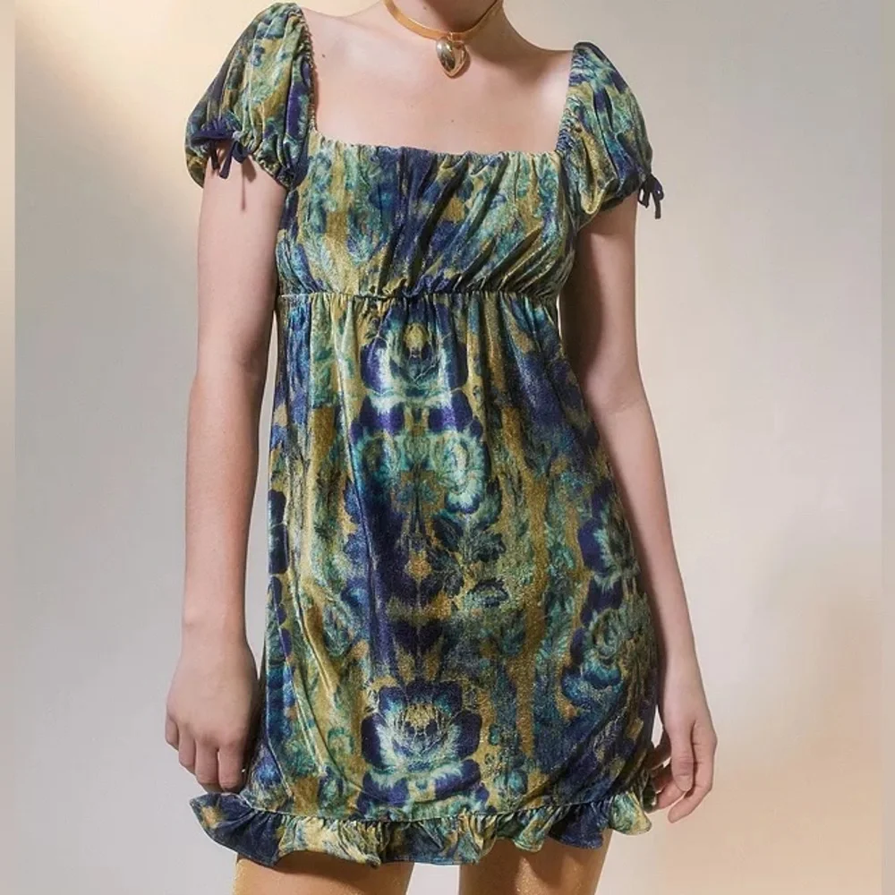 UO Claudette Velvet Babydoll Dress - Picture 1 of 4